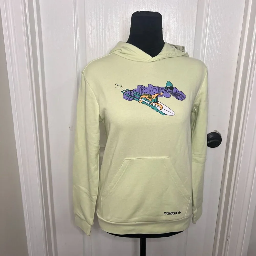 Adidas Kids Sweater‎ Medium Green Originals Graphics Hoodie Surf Pullover NWT